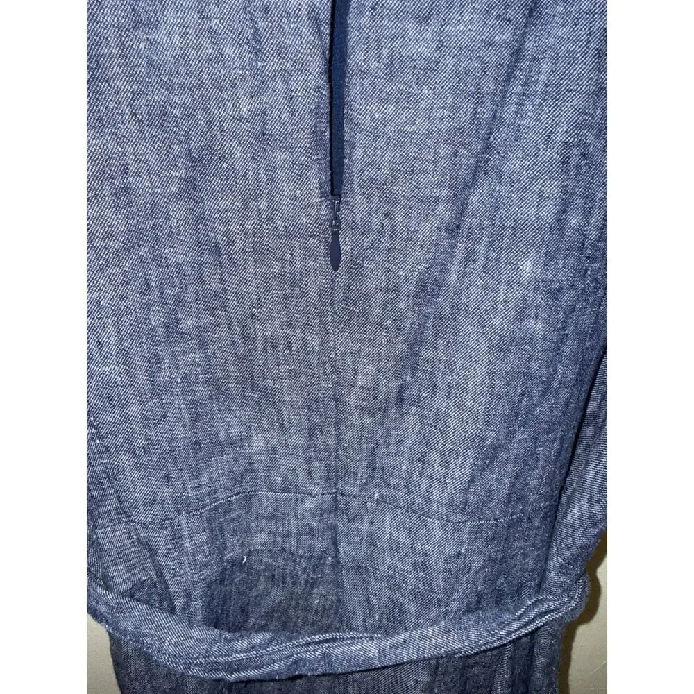 Banana Republic Petite Blue Linen-Blend Wide Leg Jumpsuit Size 8P